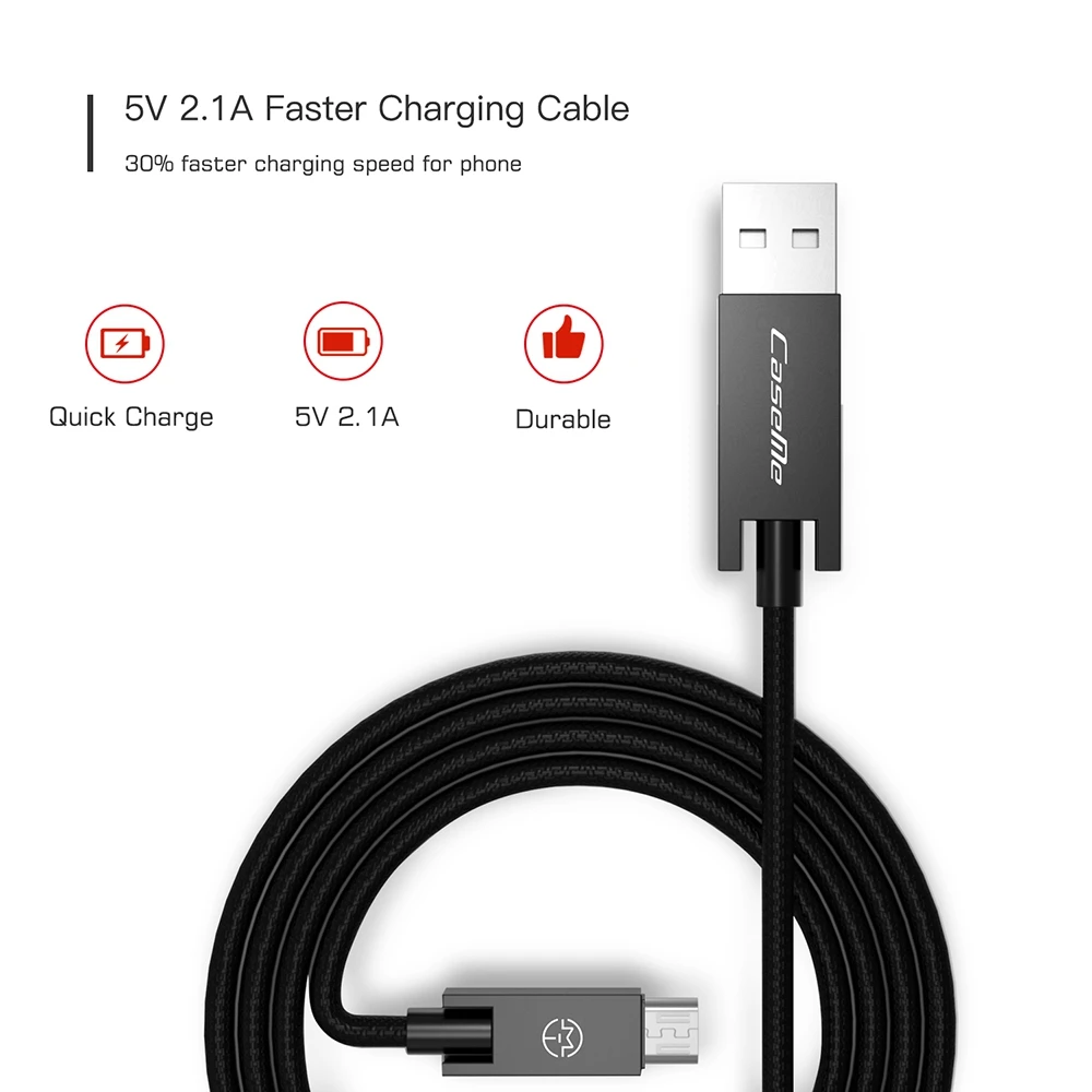 Caseme Micro usb-кабель Android нейлоновое плетеное Зарядное устройство USB для Micro USB кабель для быстрой зарядки для samsung Xiaomi htc Tablet