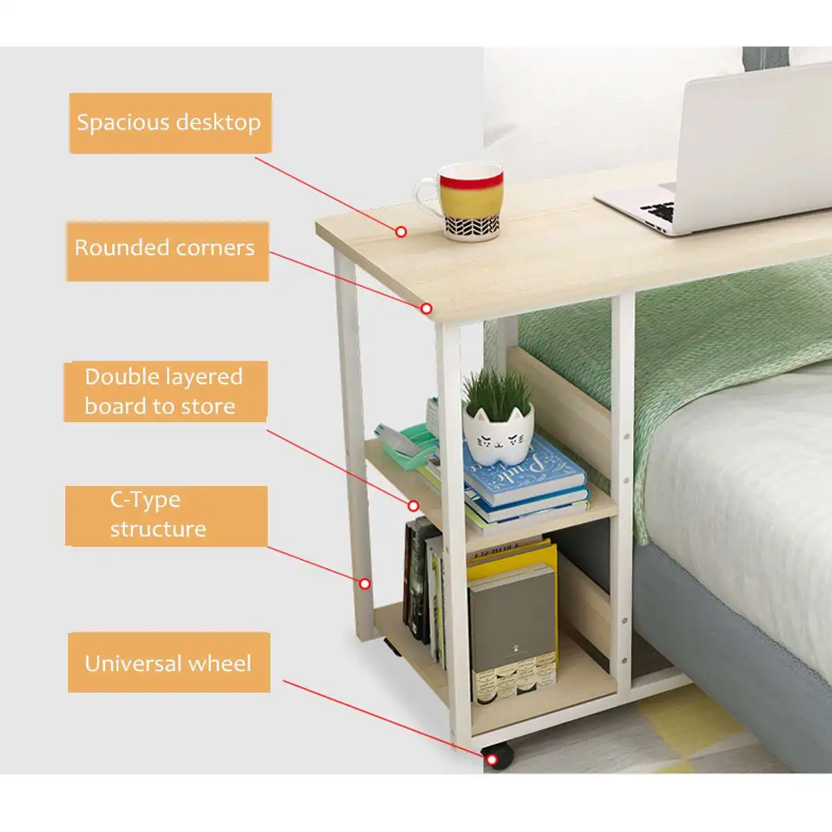 Простой мобильный прикроватный столик компьютерный стол для ноутбука дома студентов кровать, стол для учебы, Спальня стол с полки для хранения