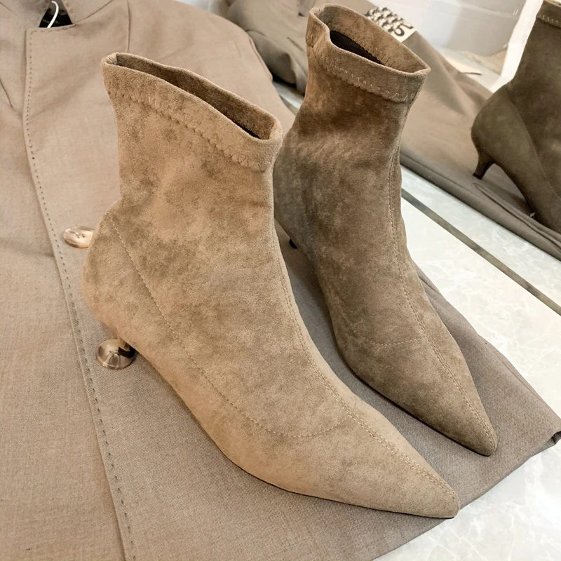 

Down Sharp Short Boots Woman 2019 Fine With With With Short With Thin Boots Short Chelsea Boots