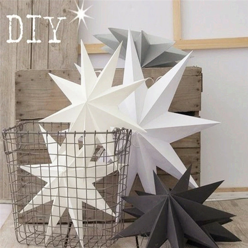 Lot De 3 Suspensions étoiles De Noël En Papier - Lanternes Décoratives Rouges Pliables - 50 Cm - Pour Déco Intérieure Festive