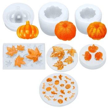 

7Pcs Halloween Pumpkin Maple Leaves Silicone Epoxy Resin Mold Kit Craft Tools M7DD