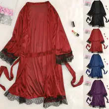 Халат женски Новое Женское Сексуальное белье халат сексуальное нижнее белье размера плюс ночная рубашка ночное белье кружевное ночное белье Пеньюар femme A40