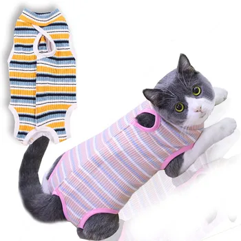 

Soft Cotton Dog Clothes Pet Pyjamas Jumpsuit Spring Summer Striped 4 Legs Vest For Small Dogs Chihuahua Surgery Pajamas Overalls