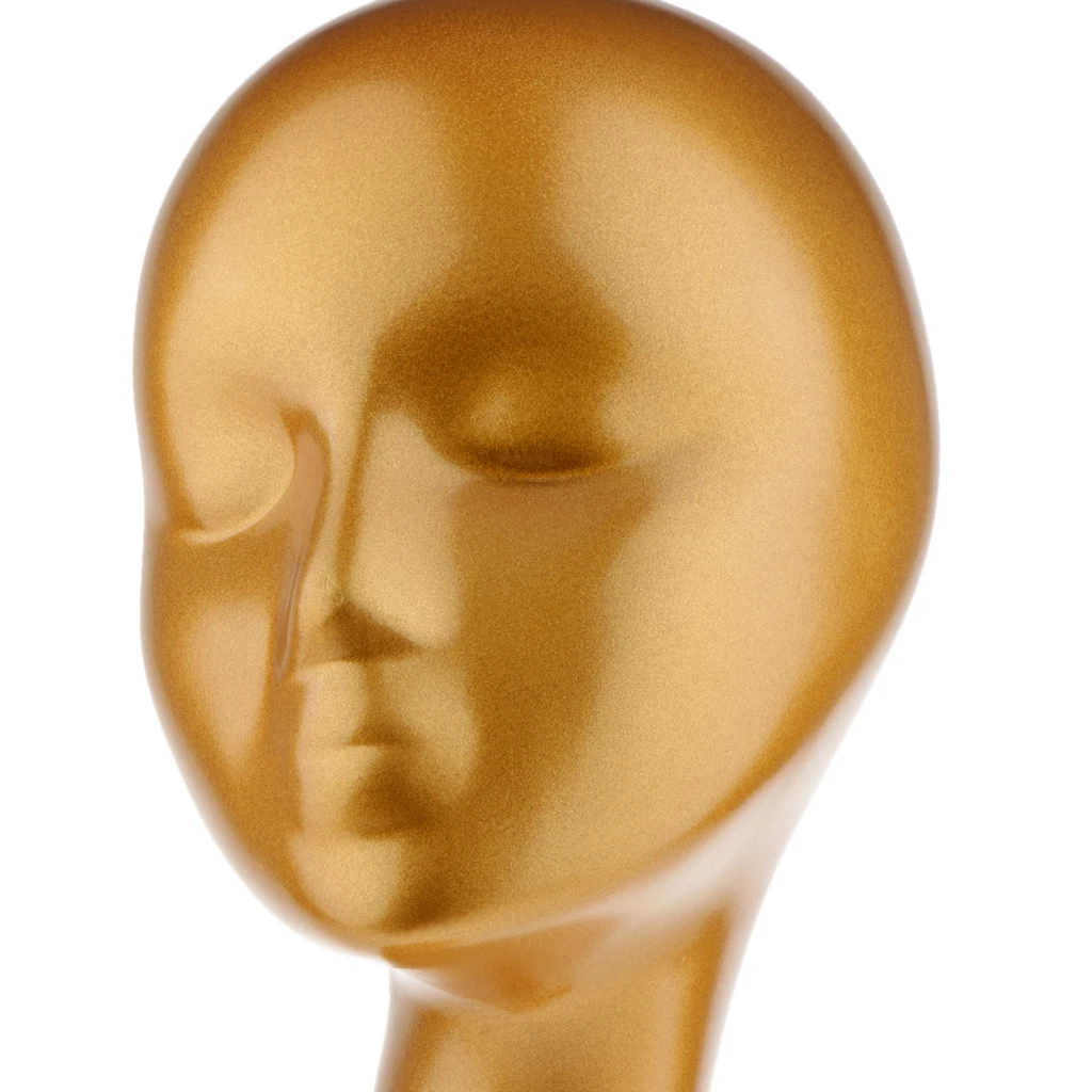 Gold Female Mannequin Head - Wigs Hat Display -  Freestanding Tabletop Decorative Tool