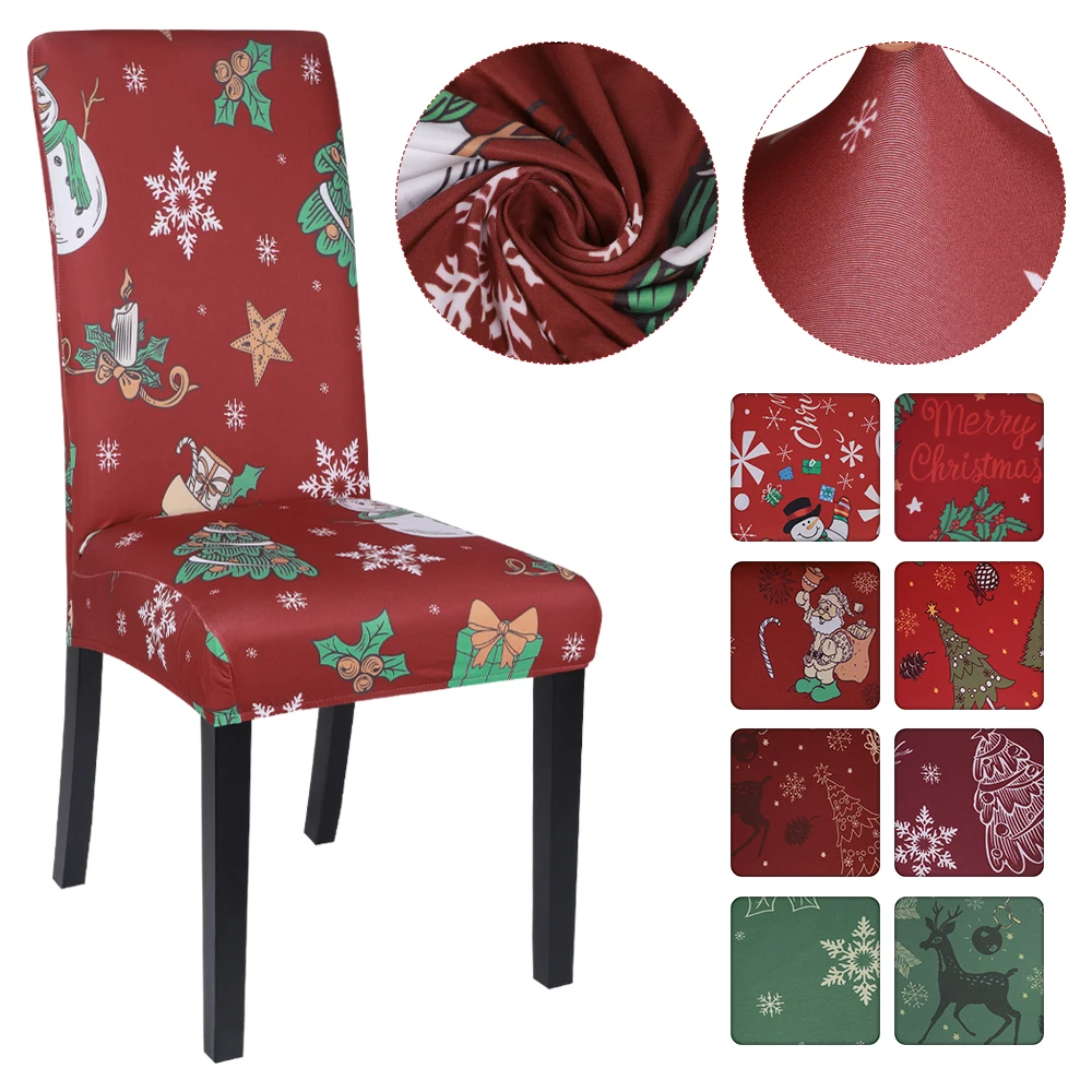 

Spandex Printed Chair Cover Elastic Dining Chair Slipcover Seat Protector Stretch Removable Chair Covers Christmas Gifs