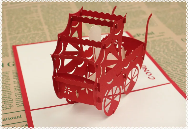 1 шт. детская душевая Карета для детской коляски всплывающие 3D Поздравительные карты с конвертом открытка приглашение оригами ручной работы юбилей
