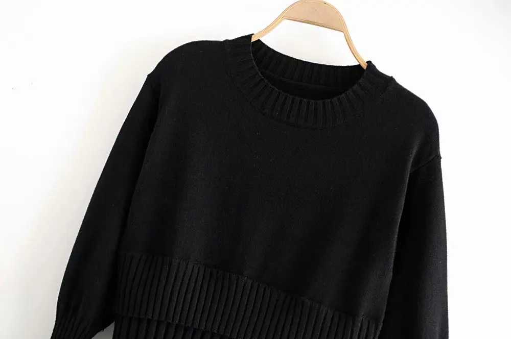 CHICEVER Winter Knitted Pullovers Sweater For Women Top Female Patchwork hem Casual Women's Jumper Clothes Fashion New