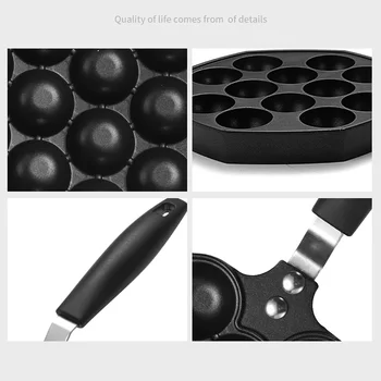 

Gas Stove Quail Eggs Takoyaki Pan Kitchen Tools Non Stick Restaurant Anti Scalding Durable Baking Mold 18 Holes Cooking Tool