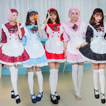 

Adogirl Cosplay Japanese Maid Set Dress Women Vintage Apron + Dress Two Piece Set Anime Cosplay Women Dress Vestidos Bustle