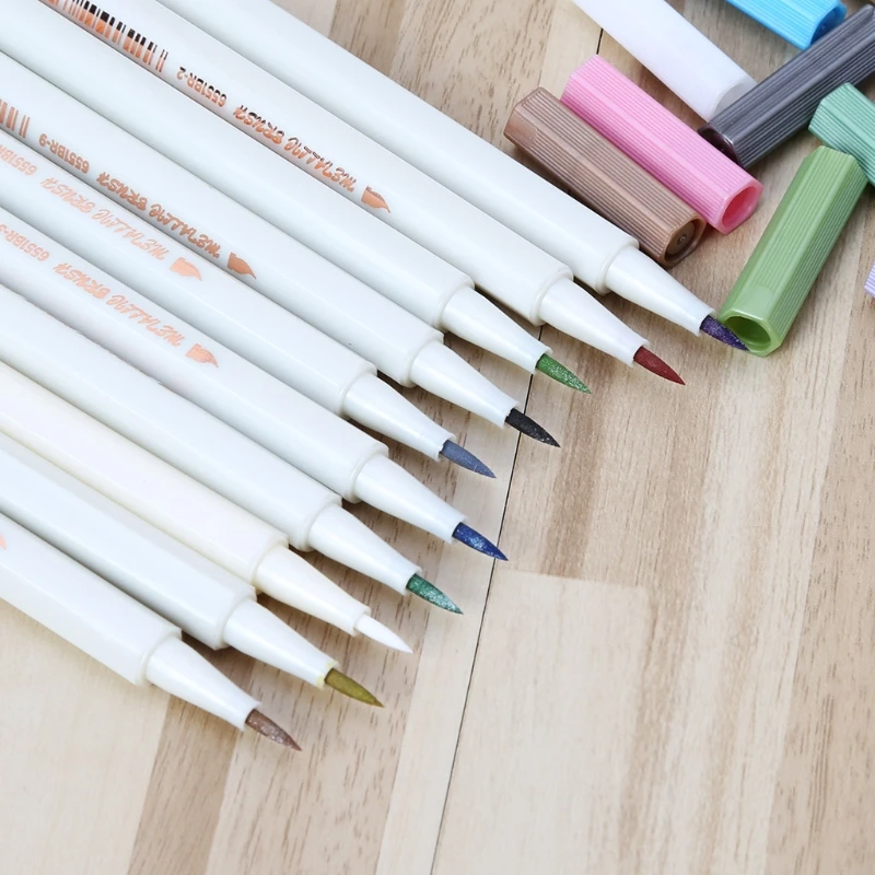 

10 pcs/lot STA Metallic Colored Ink Water Chalk Pen for Scrapbook Photo Album Drawing Watercolor Art Marker Gel Pens Stationery