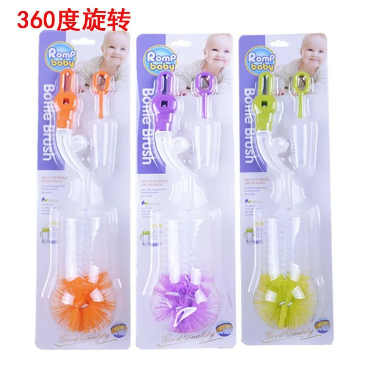 

360-Degree Rotatable Nylon Bottle Brush Teat Brush Infant Bottle Brush Set Hardcover