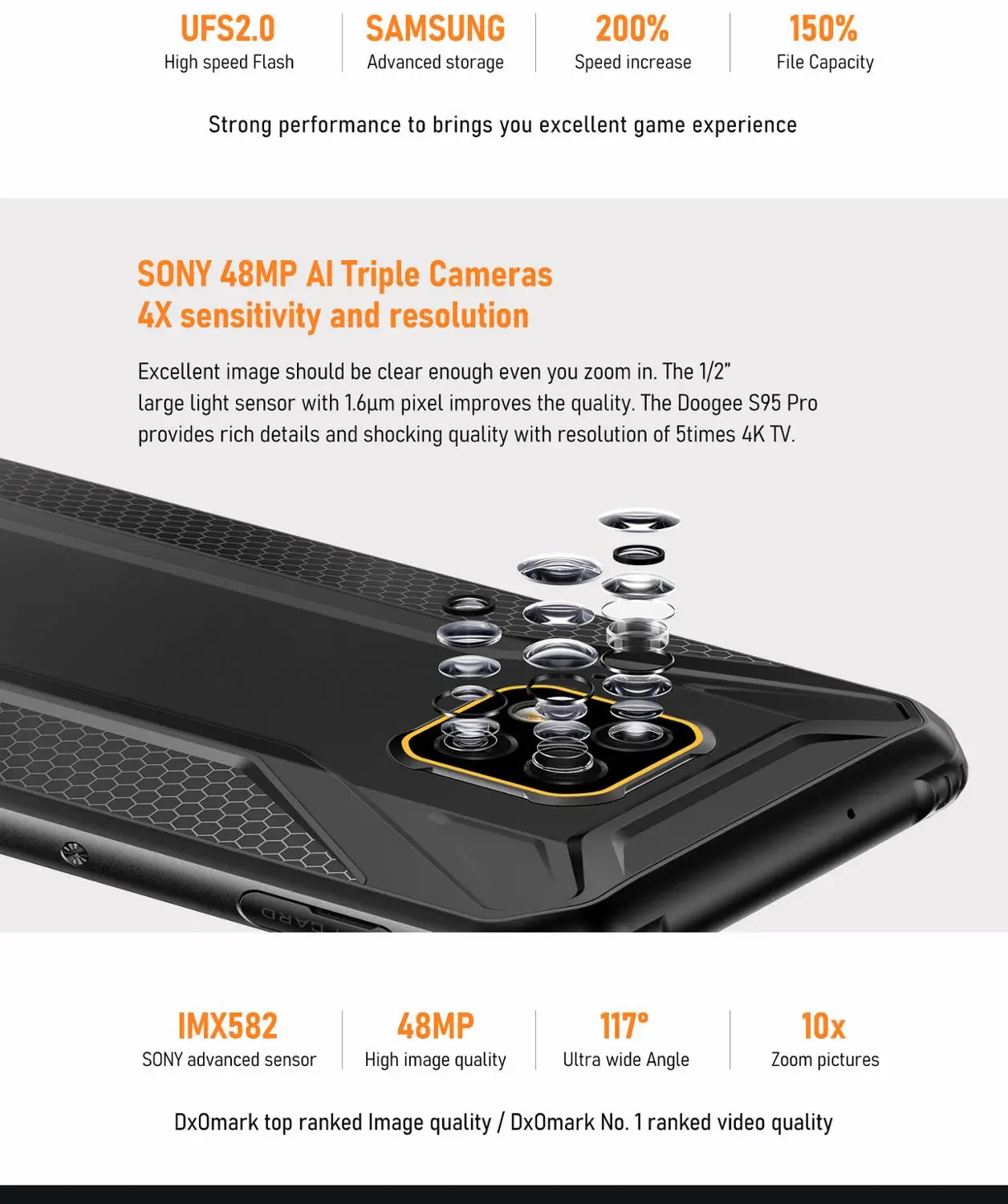 Смартфон DOOGEE S95 Pro 8 + 256/128 гб 6 3 дюйма Helio P90 5150 ма · ч 48 мп Android 9 0 NFC|Смартфоны| |