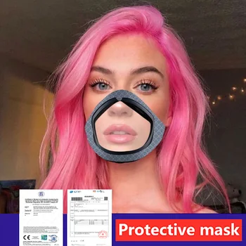 

Reusable Smart Adult Face Mask Transparent Double Layer Can Be Opened Eat and Drink Dustproof Riding Anti-fog Protection Masque