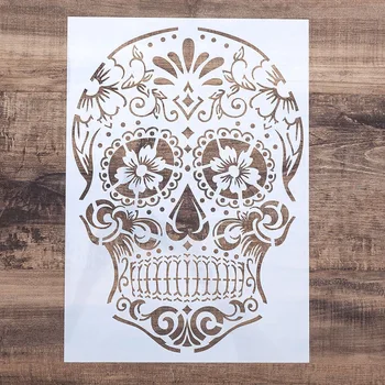 

A4 A3 A2 Mandala Skull Stencil for Scrapbooking Painting album Paper Card Making Craft Decorative Embossing Template