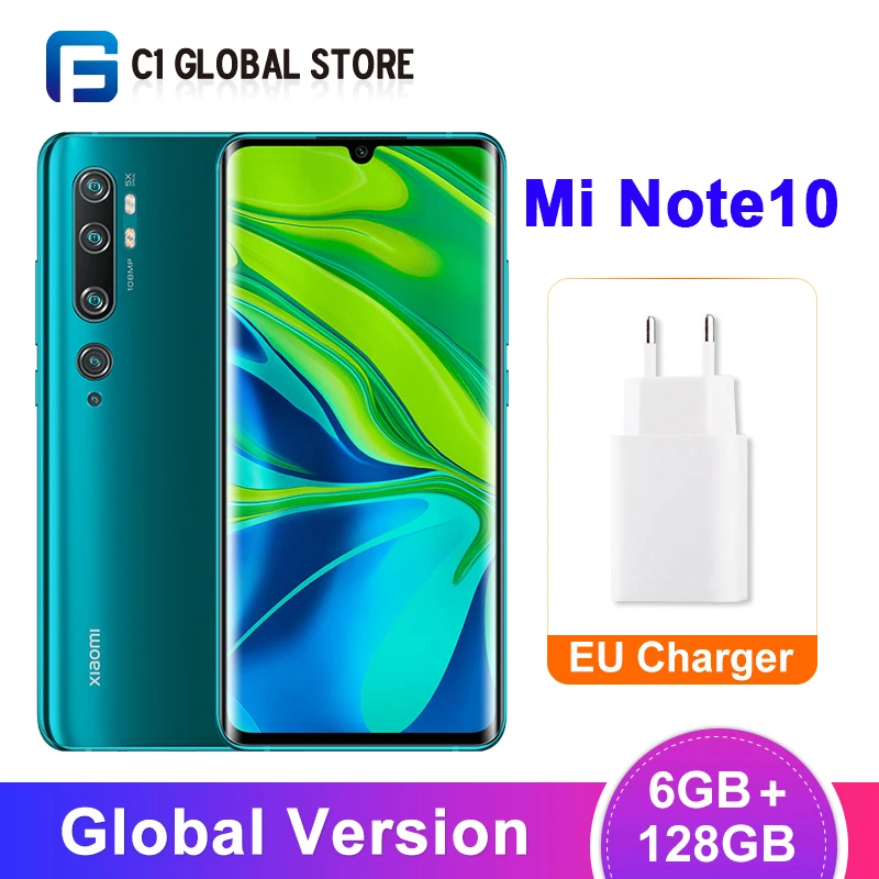 Глобальная версия смартфона Xiaomi Mi Note 10 6 ГБ ОЗУ 128 Гб ПЗУ Восьмиядерный процессор