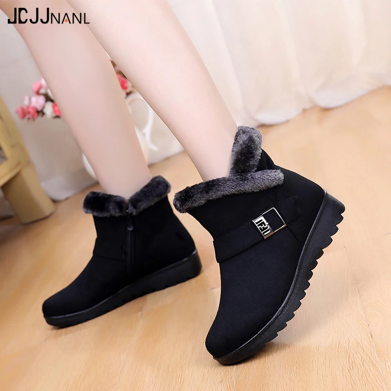Women Snow Boots Warm Short Fur Plush Winter Ankle Boot Plus Size Platform Ladies Suede Zip Shoes Female Comfort Drop Shipping |