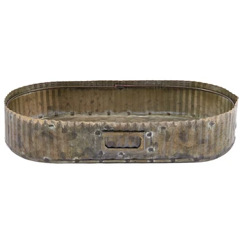 

Stripe Vintage Antique Oval Zinc Serving Trays Wrought Iron Plate Metal Retro Handmade Storage Trays Bread Cake Decorative Tray