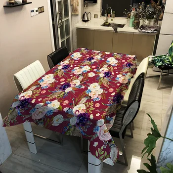 

Classic Fabric Flower Polyester Tablecloth Household Rectangular Waterproof Dining Table Cloth Beach Cushion Sofa Cover Cloth