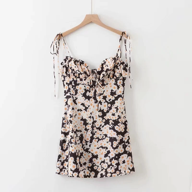 black floral Сарафан летнее платье женское винтажное кружевное пляжное вечернее платье в стиле бохо элегантное цветочное сексуальное мини-платье каваи корейское - Цвет: black floral