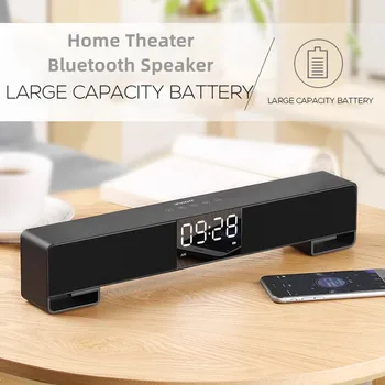 

LED Display Soundbar Wireless Subwoofer Bluetooth Speaker for PC TV Home Theater AUX TF USB Alarm Clock Bass Column Loudspeaker