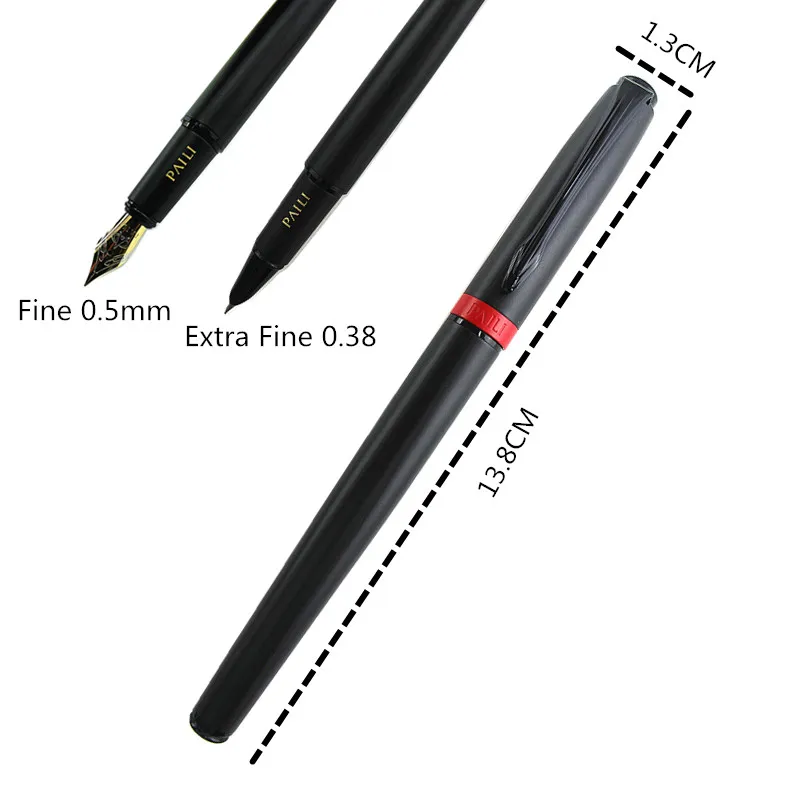 PAILI 8001 Classic Style black Clip Metal Fountain Pen 0.5mm Nib Steel Ink Pens for Gift Office Supplies School Supplies