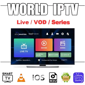 

Premium 1 Year Abonnement HD World IPTV m3u With 4K HEVC Series For Xtream Code VLC Smart IPTV Smarters Pro Android TV Box
