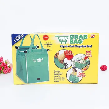 

Environmental protection grab bag green supermarket cart non-woven storage folding shopping bag Kitchen organizer