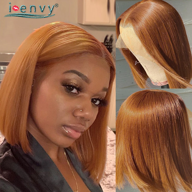 Straight Bob Wig Ginger Lace Front Human Hair Wigs Honey Blonde Lace Front  Wig Peruvian Wigs For Women Colored Burgundy Wig Remy