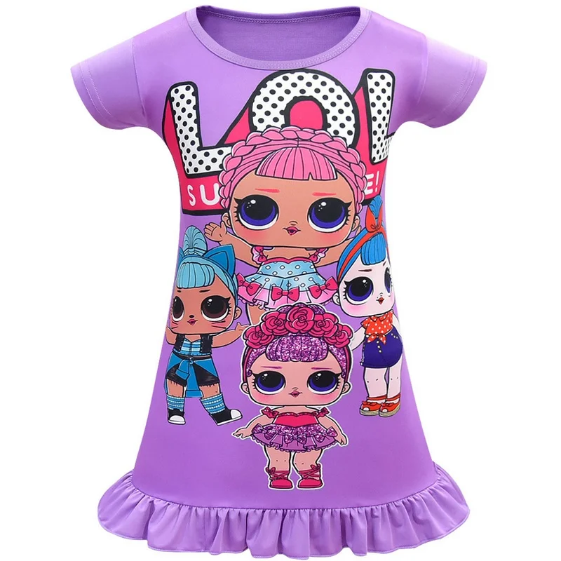 80132purple Платье принцессы для девочек 3-10 лет; платье принцессы с героями мультфильмов; ночная рубашка; Детские Вечерние платья; Пижама; платье - Цвет: 80132purple