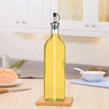 

Kitchen Olive Oil and Vinegar Glass Dispenser Cruet Square Seasoning Bottle Drip-Free Spout Drizzler for Cooking 500ml