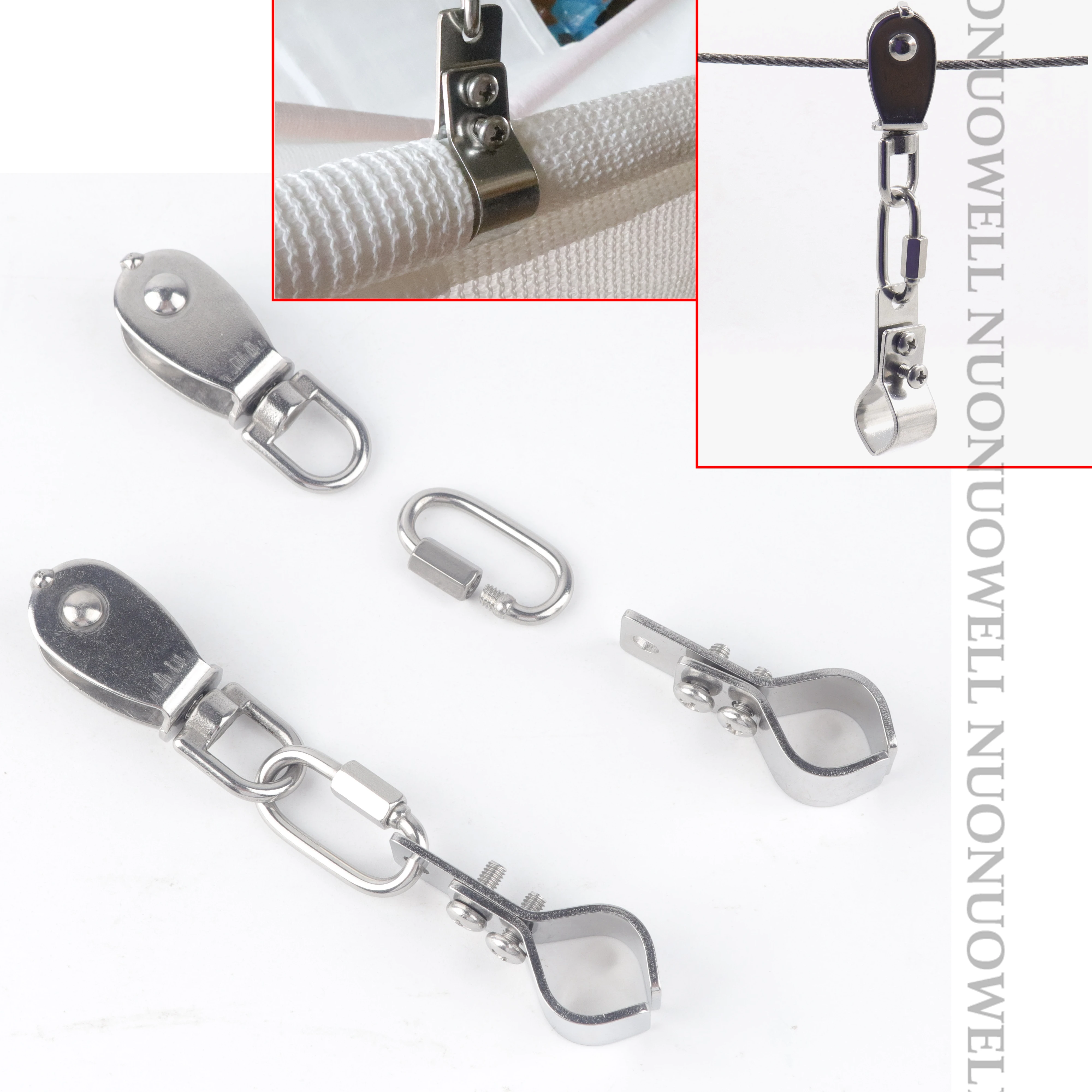 Sunshade Net Accessories Set Stainless Steel Clamp Pulley Wire Rope Telescopic Installation Tools sunshade net sun shade net clips