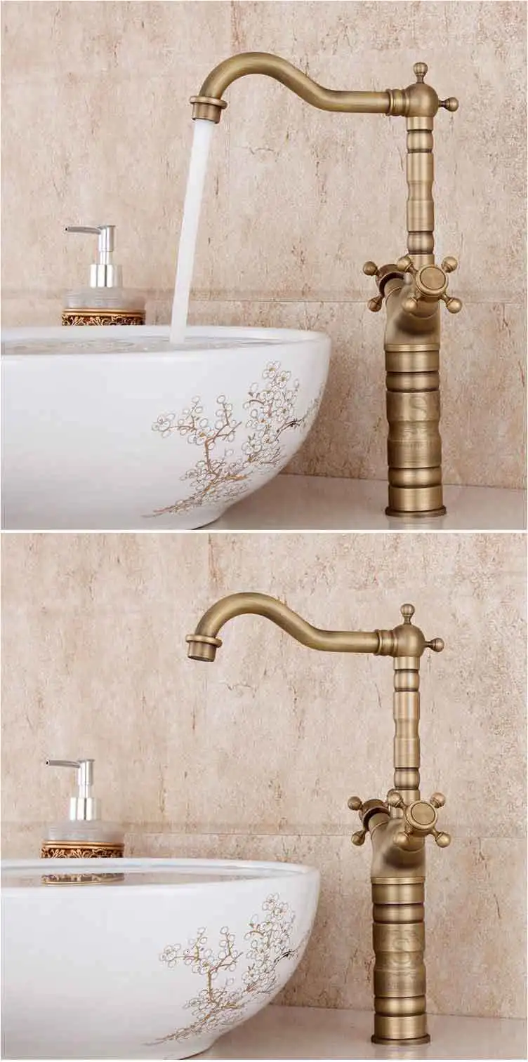 Double rotating handle bathroom kitchen sink faucet old faucet brass mixer