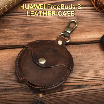 

Anti Lost Shockproof Accessory With Keychain Travel Earphone Case Pocket Wear Resistant PU Leather Carry Pouch For Freebuds 3