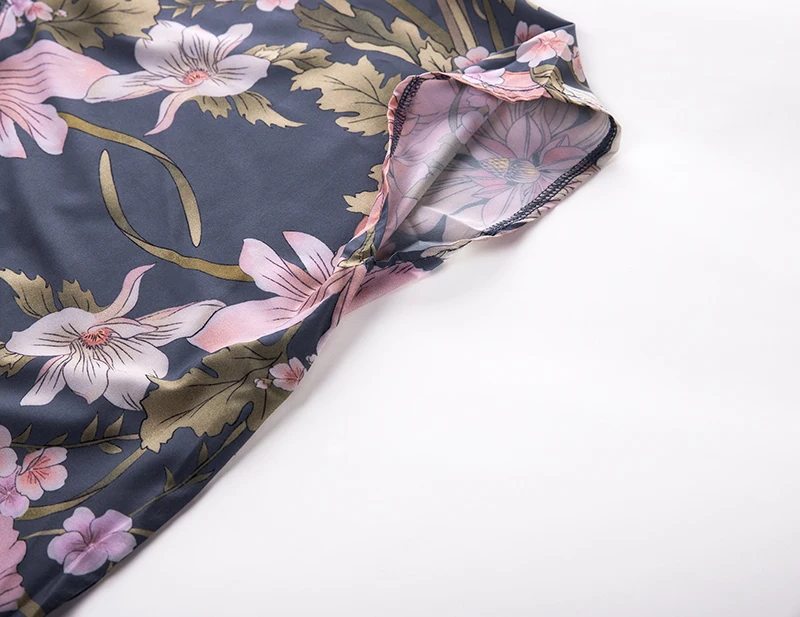 Everkaki женский кардиган-кимоно, раскол, цветочный принт, короткий рукав, пояс, бохо, Свободная Женская Длинная накидка, блузка, Рубашки, Блузки