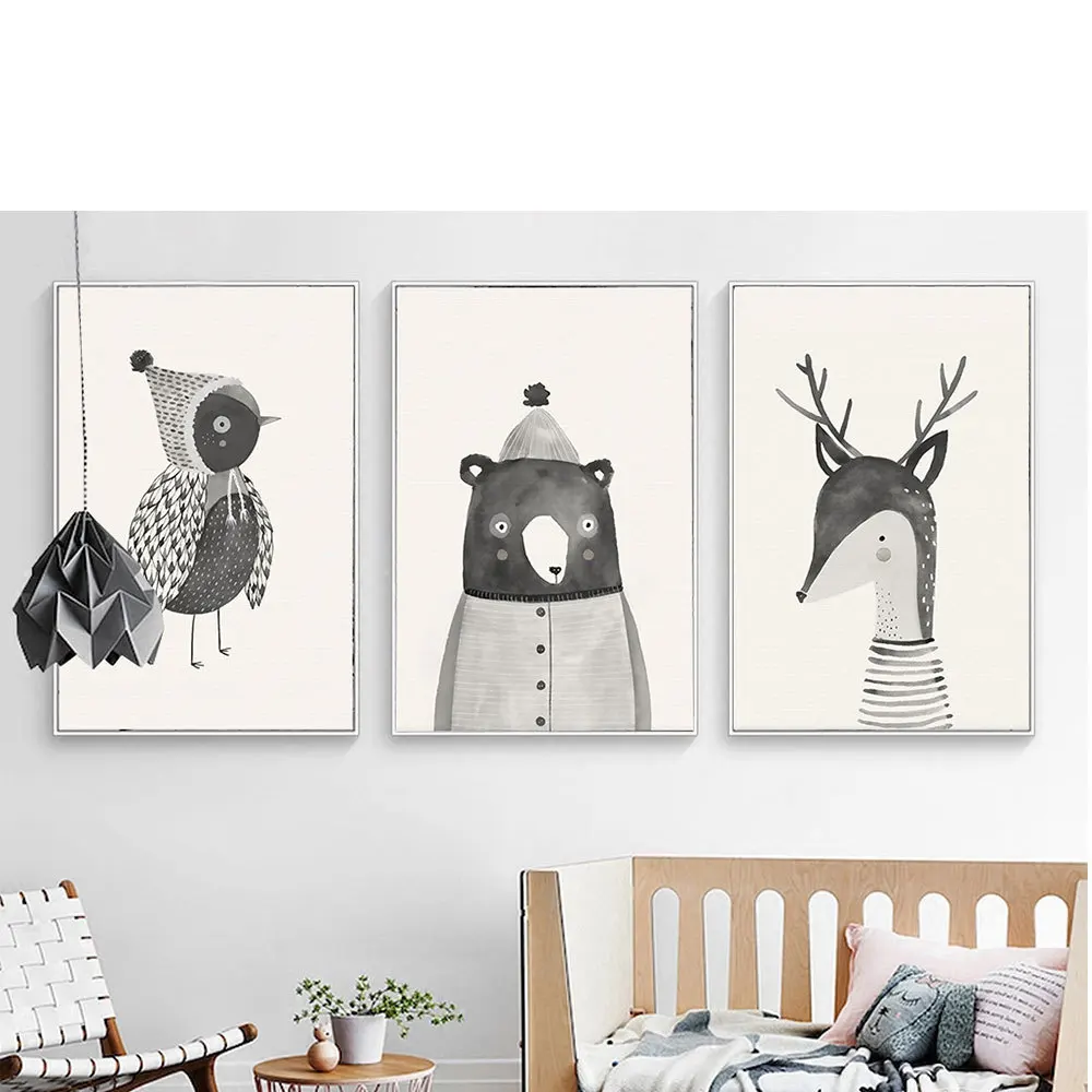 Nordic-Simple-Animal-Print-Canvas-Painting-Cute-Bird-Elk-Bear-Wall-Art-Pictures-Living-Room-Children (4)
