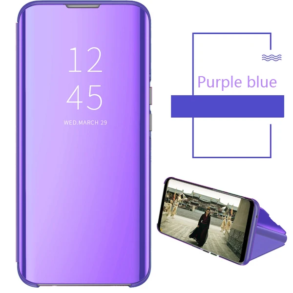 Purple Blue Роскошное умное Зеркало чехол для телефона для samsung Galaxy A50 A70 A30 A80 A7 A9 J4 J6 J8 для samsung S10 S9 S8 плюс Note8 9 tective чехол - Цвет: Purple Blue