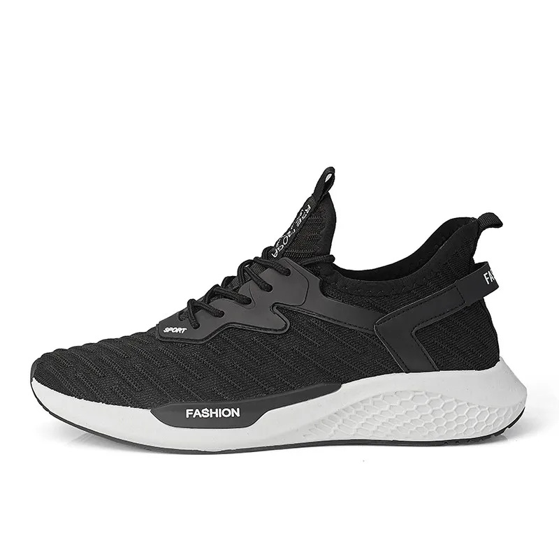 Men's White running shoes Casual Fly Knit chunky sneakers Wear resistant Breathable Trend Wild Solid Walking Jogging Footwear