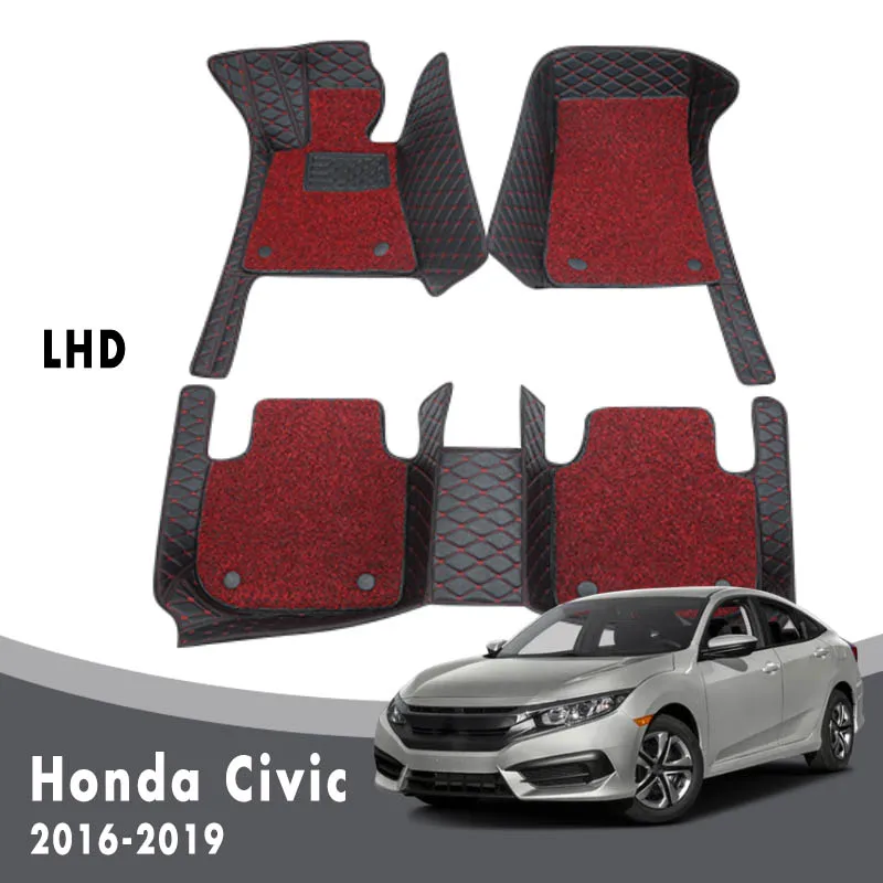 Роскошные двухслойные автомобильные коврики с проволочной петлей для Honda Civic 10th