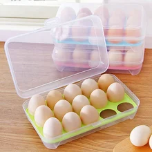 15 решетчатая коробка для яиц холодильник контейнер для фруктов и овощей ёмкость Открытый Портативный яичный картон пластиковый Компактный органайзер для яиц 4 цвета