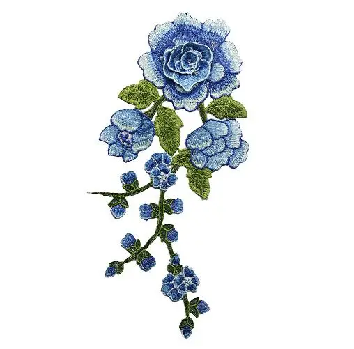 Blue 2 шт. вышитые нашивки цветок пришить нашивка Аппликации для DIY Одежда Джинсы Швейные аксессуары 5 цветов - Цвет: Blue