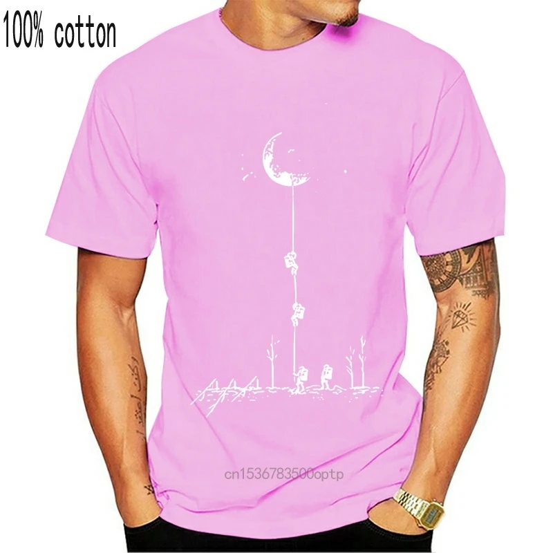 Popular Creative Space Casual Men T Shirt Crew Neck Climb The Moon Tshirt Tops Tee Loose T-Shirt Shirts | Женская одежда
