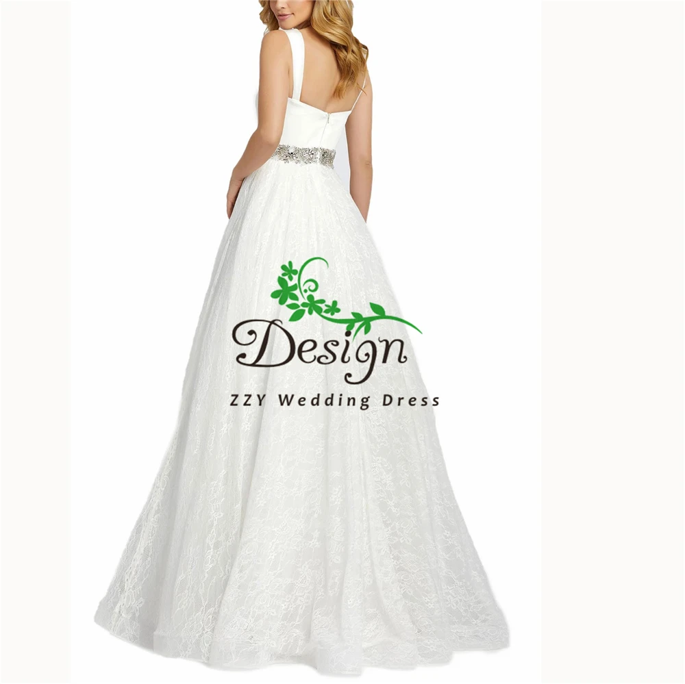 Vestido De Fiesta De gala платье на тонких бретельках белое кружево и Атласное Бисероплетение ампир А-силуэт Выпускные платья Полная длина на заказ
