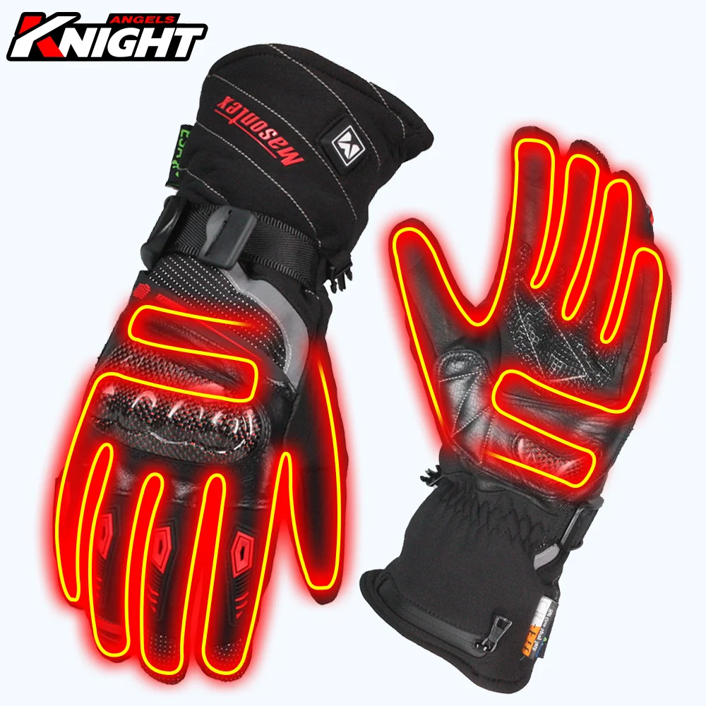 Motorcycle Heated Gloves Waterproof Rechargeable Gloves Touch Screen Battery Powered Winter Warm Heating Carbon Fiber Guantes