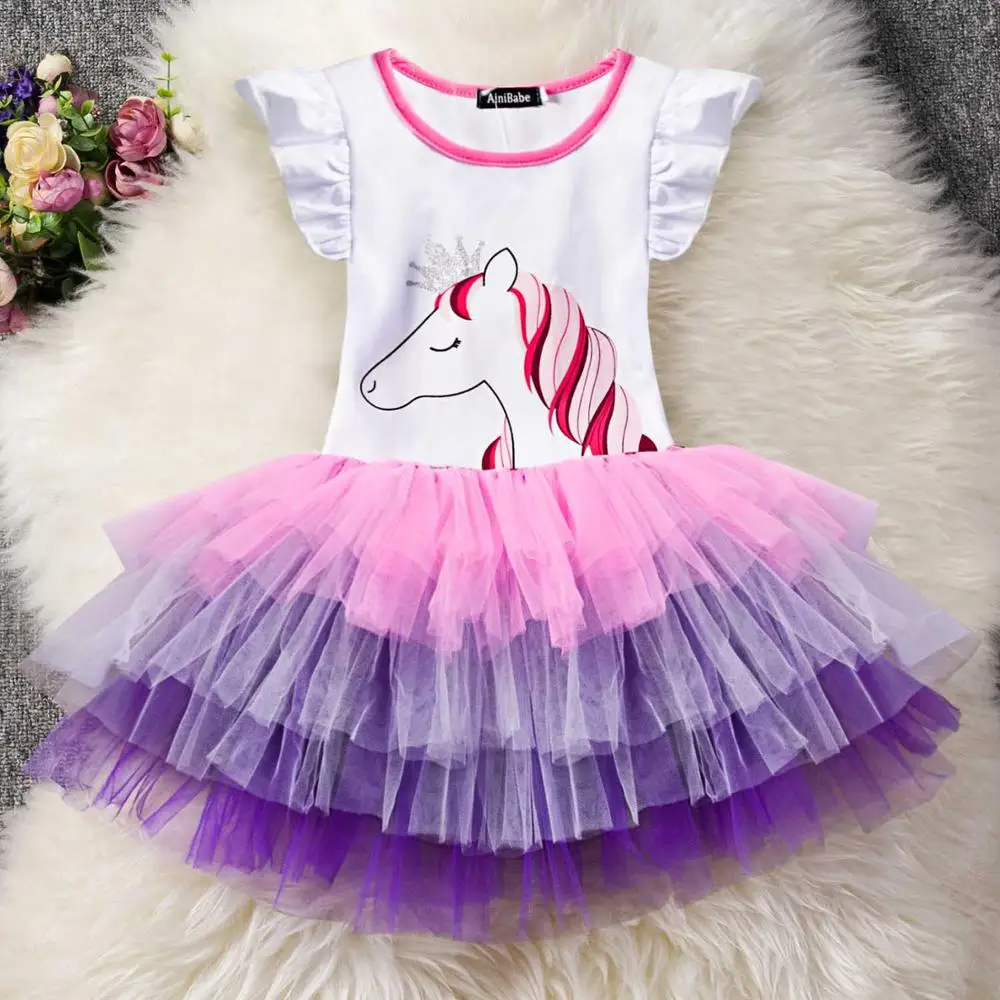 Новое летнее платье для девочек с единорогом Детская одежда Детские платья с единорогом платья для девочек Детские платья для девочек - Цвет: DX15