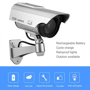 

LESHP Dummy Camera Solar Battery Powered Flicker Blink LED Fake Indoor Outdoor Simulation Security Monitoring Bullet CCTV Camera