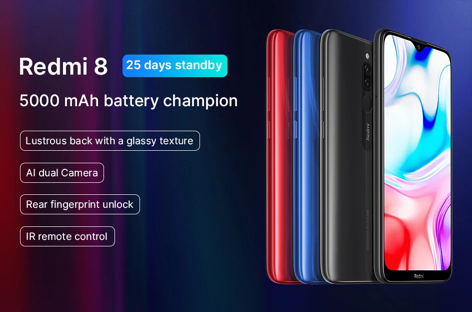 Смартфон Xiaomi Redmi 8 с глобальной версией, 4 Гб ОЗУ, 64 Гб ПЗУ, 5000 мАч, Spnadragon 439, 12 МП, настоящая камера, 18 Вт, быстрый мобильный телефон