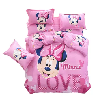

girl minnie mouse bedding set 3/4 pieces single twin size duvet covers for baby kids mickey mouse 3d bed linens full queen size
