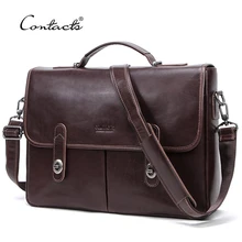 Деловая Мужская сумка из натуральной кожи, мужские портфели, сумки через плечо для 15,4 дюймов, качественная сумка для ноутбука