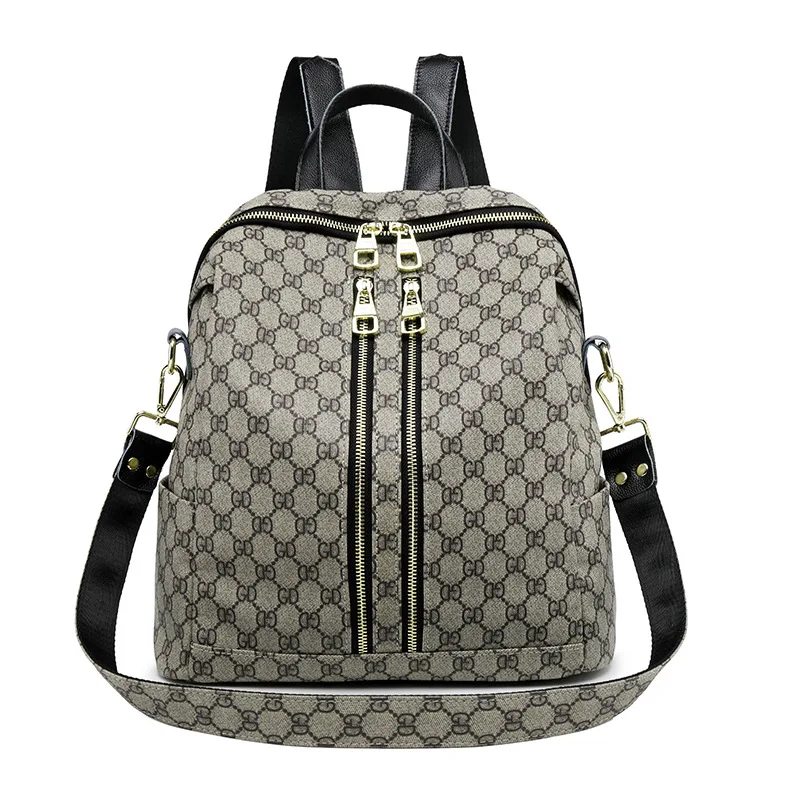 

2019 New Style Fashion Printed Backpack Women's Versatile Handbag Casual Single-shoulder Crossbody Bag Leather Backpackage Retro