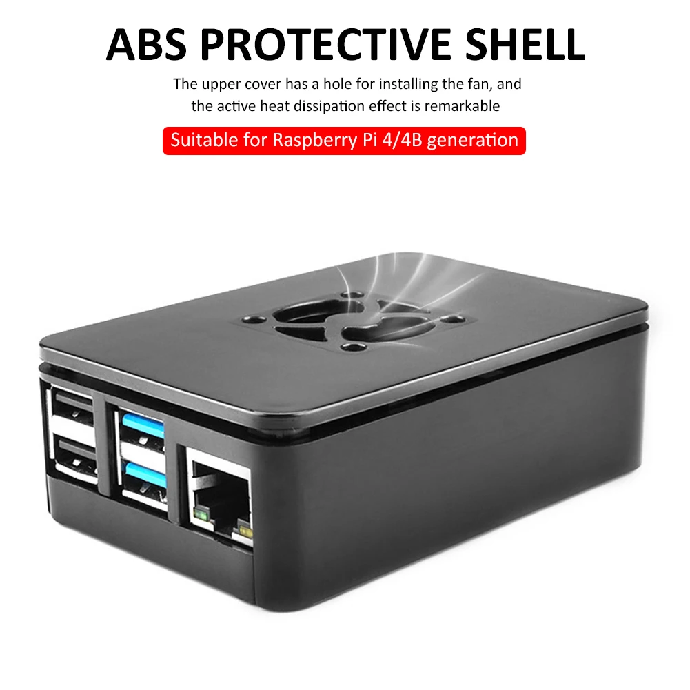 Black ABS Cooling Case Heatsink Hard Shell With Good Heat Dissipation Fan For Raspberry PI 4 Model B 1 GB 2 GB 4